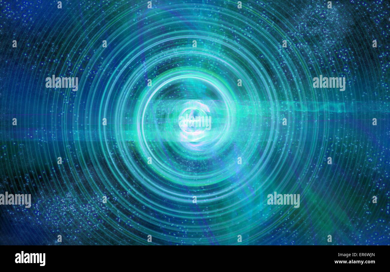 La perturbazione del nucleo atomico e le particelle elementari in uno stato instabile nella forma di una palla di fuoco infuria scorrendo spir Foto Stock