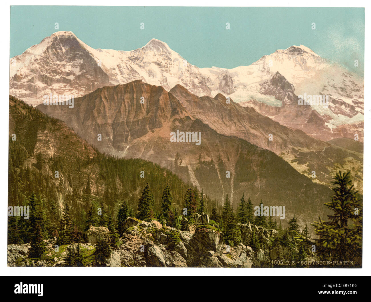Schynige Platte, Eiger, Monch e Jungfrau, Oberland Bernese Foto Stock