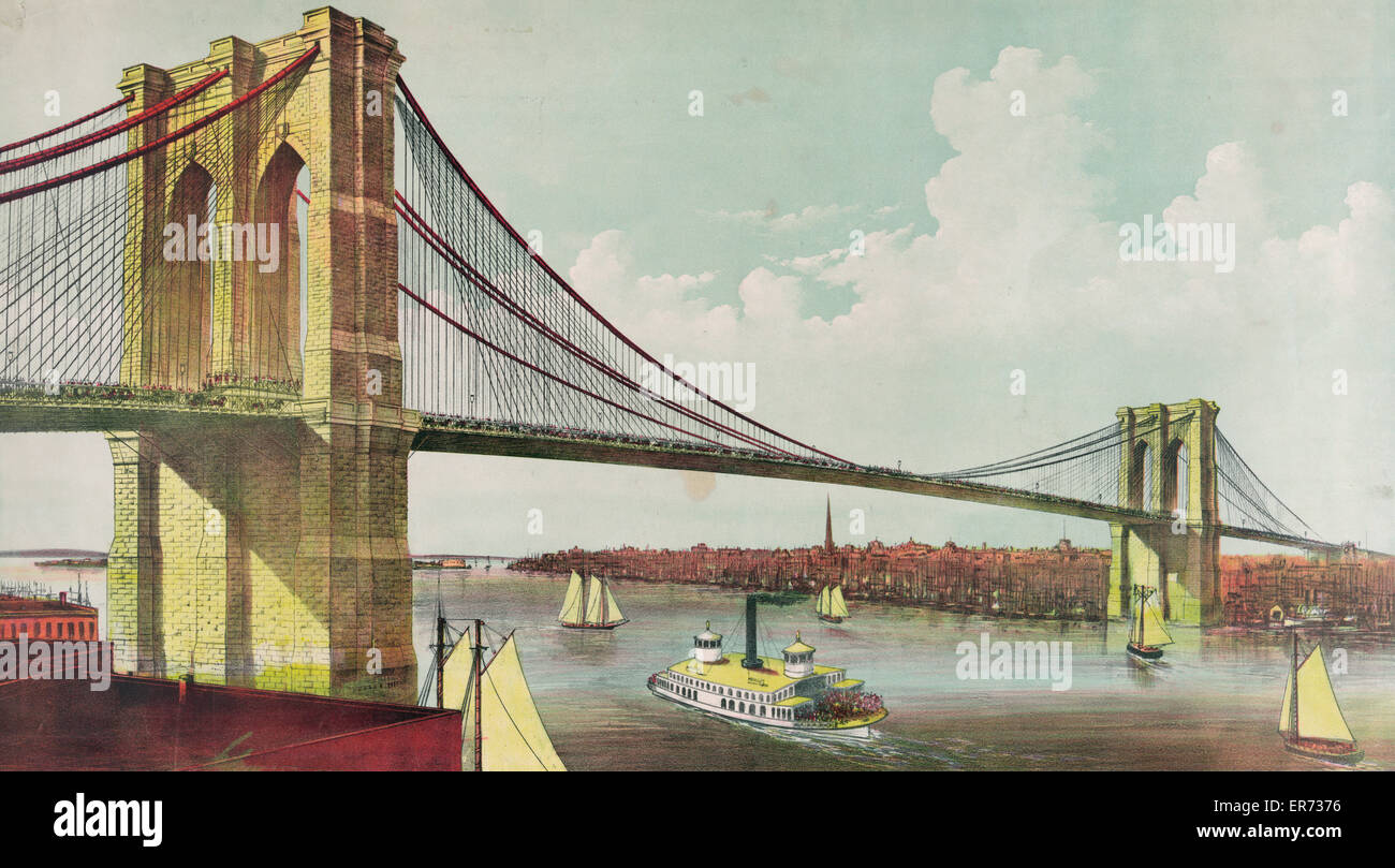 Il grande ponte sospeso East River: Collega la cita Foto Stock