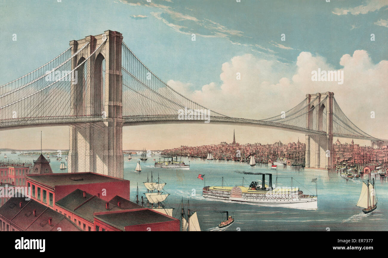 Il grande ponte sospeso East River: Collega la cita Foto Stock