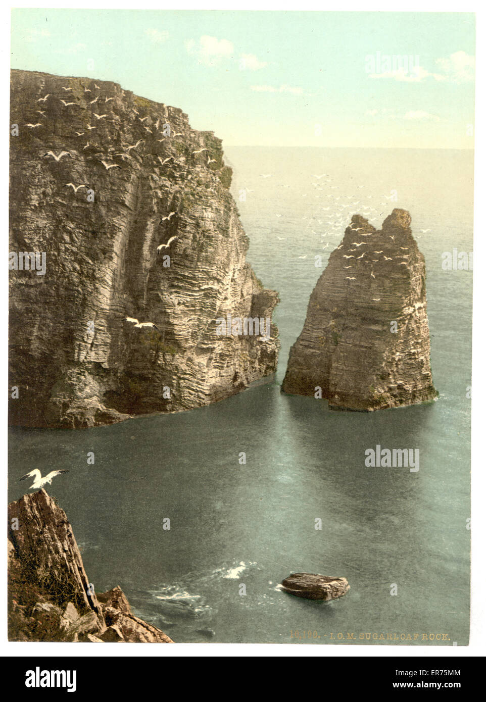Port St Mary, Sugar Loaf Rock, Isola di Man, Inghilterra Foto Stock