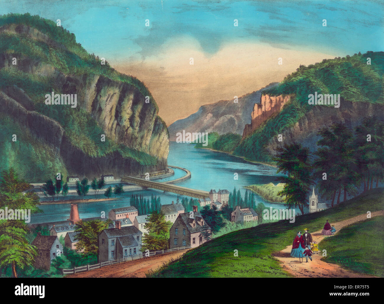 Vista di harpers Ferry, Va.: (dal lato Potomac.) Foto Stock