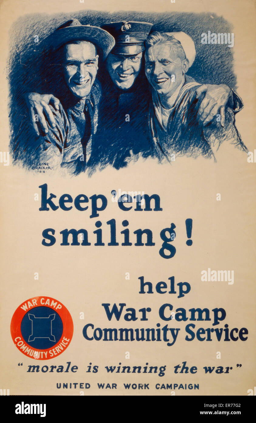 Continua a sorridere! Aiuta War Camp Community Service morale è Foto Stock