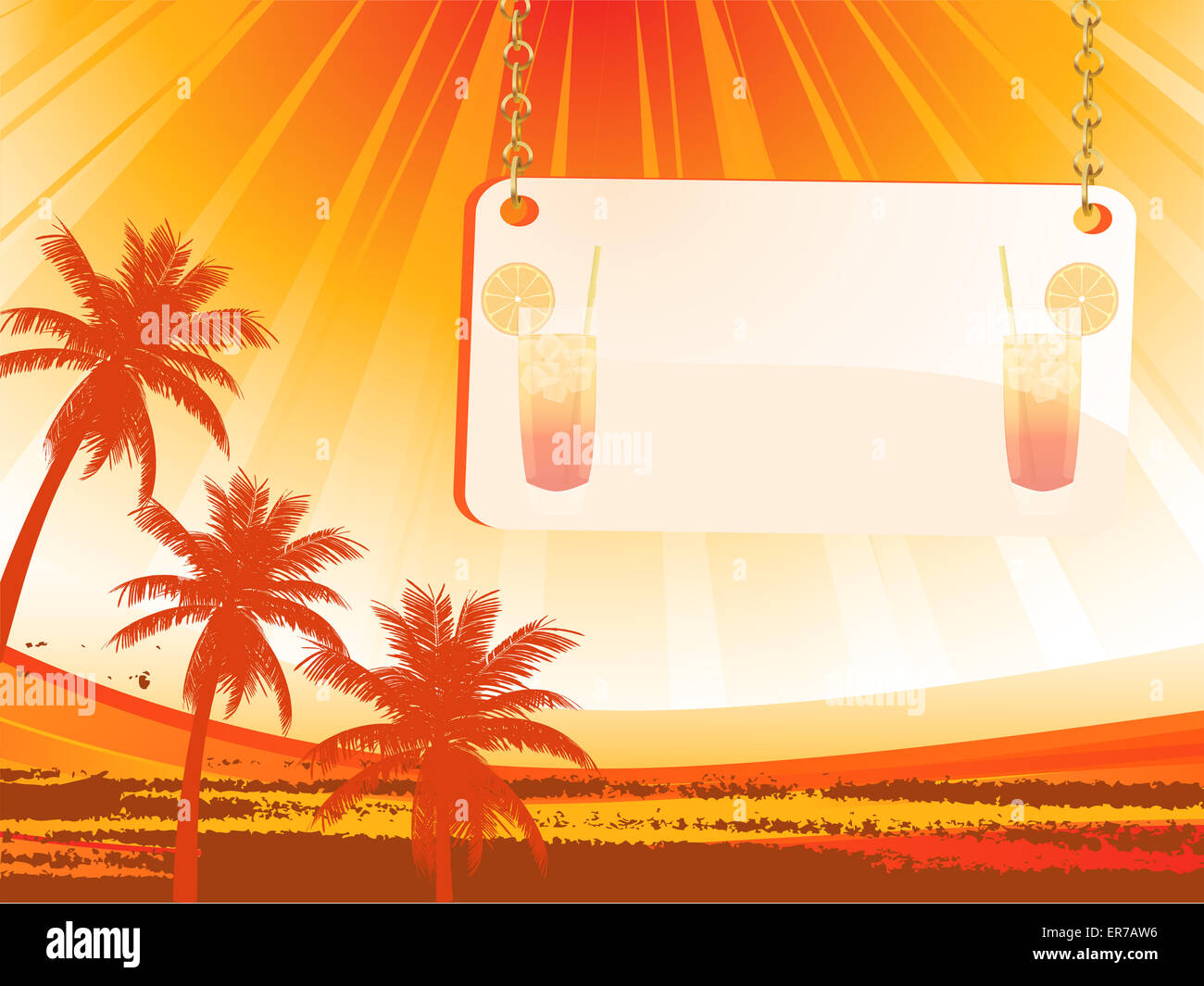 Abstract Palm Tree con sfondo bianco per firmare il messaggio Foto Stock