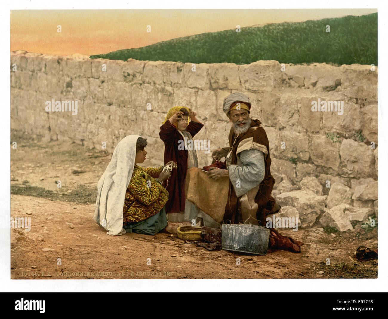Calzolaio itinerante di Gerusalemme, Terra Santa Foto Stock