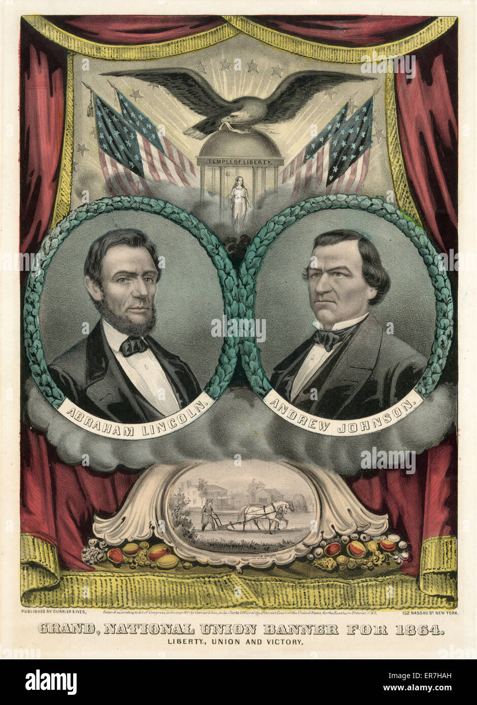 Grande banner sindacale nazionale per il 1864. Liberty, Union e vic Foto Stock