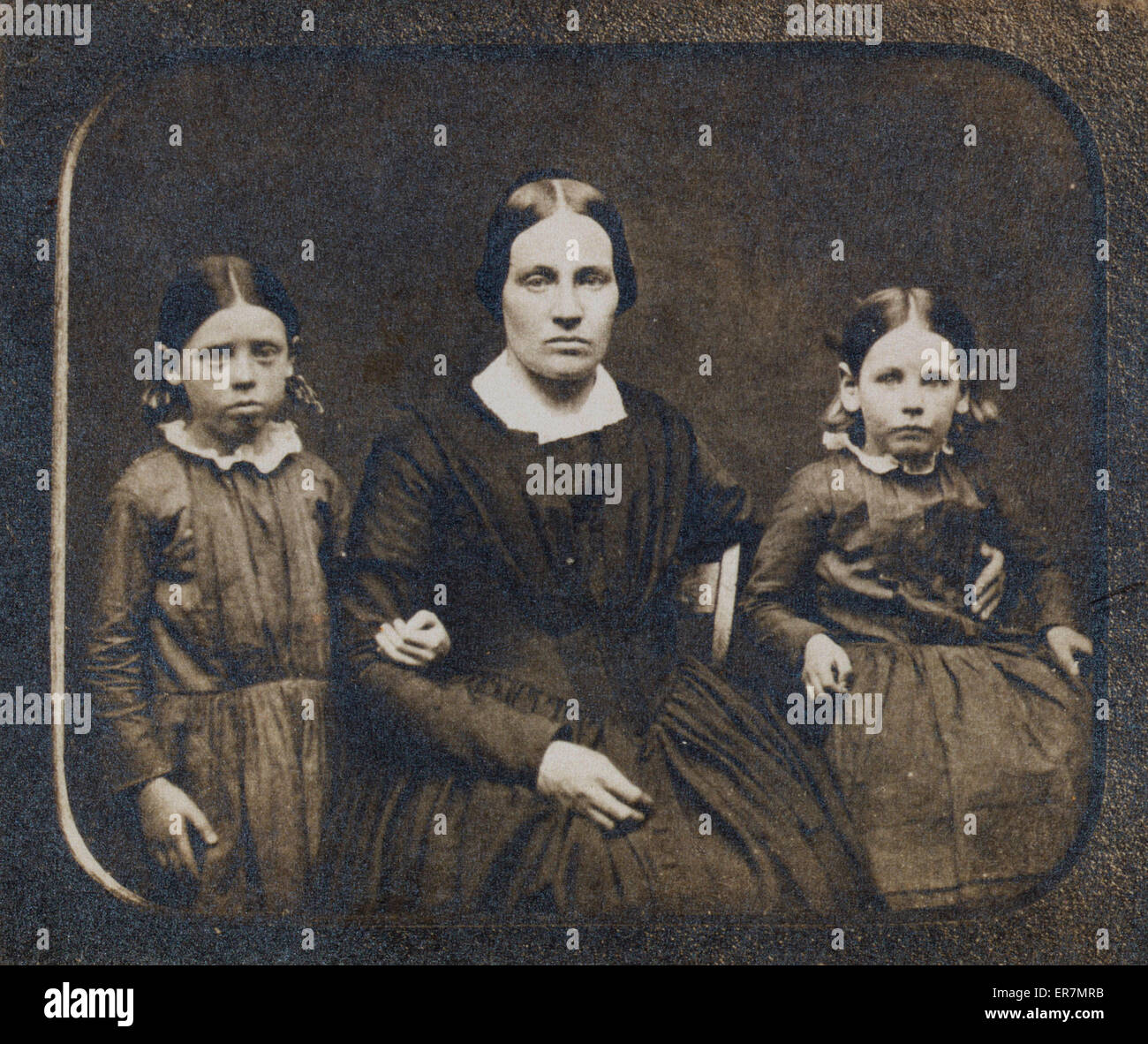 La sig.ra John Brown & due dei suoi figli, da daguerreotype Foto Stock