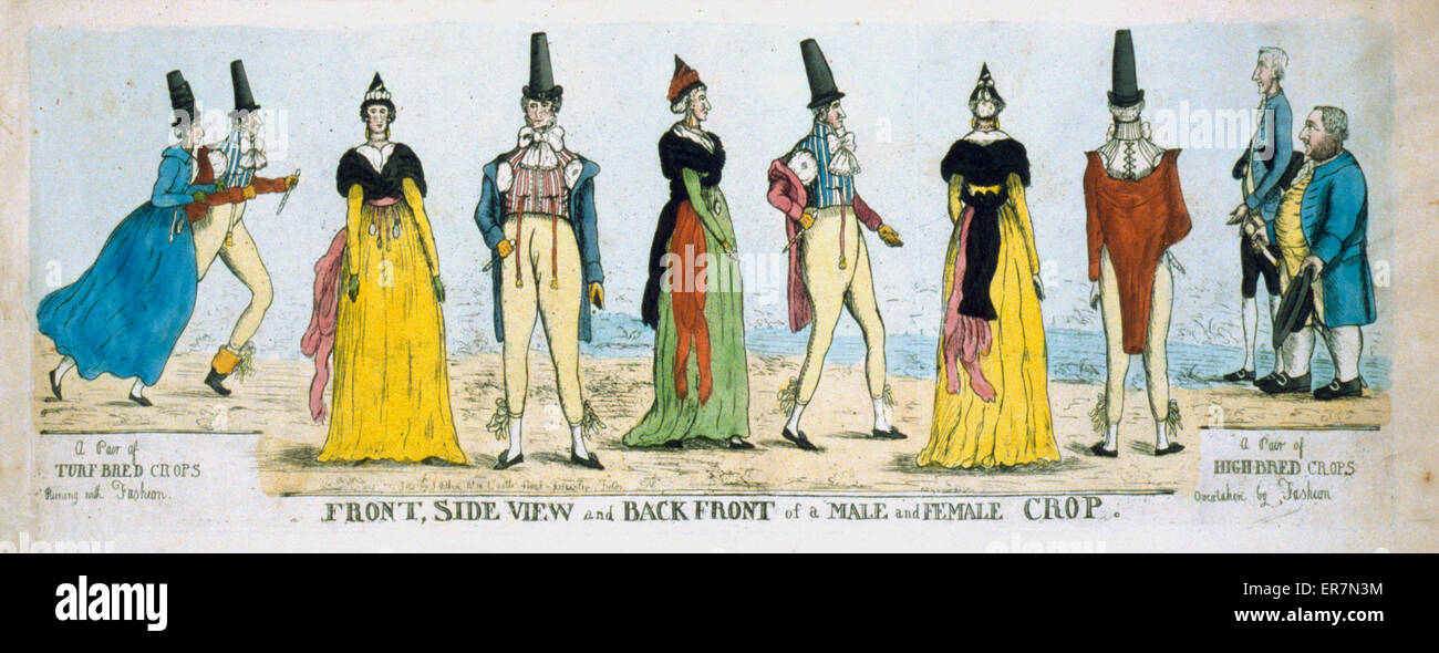 Vista frontale, laterale e posteriore anteriore di un prodotto maschio e femmina Foto Stock