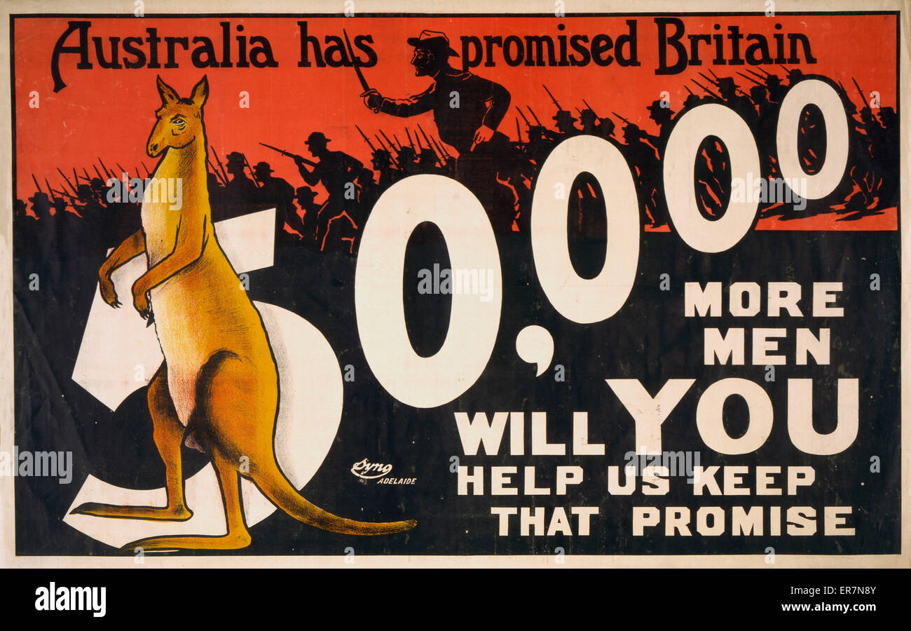 L'Australia ha promesso alla Gran Bretagna 50.000 uomini in più; vi chellerete Foto Stock