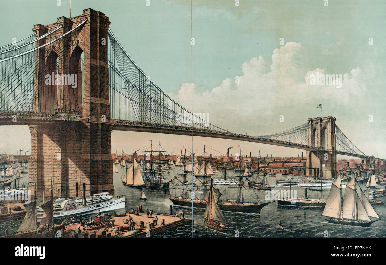 Il grande ponte sospeso East River. Collegamento della legatura Foto Stock