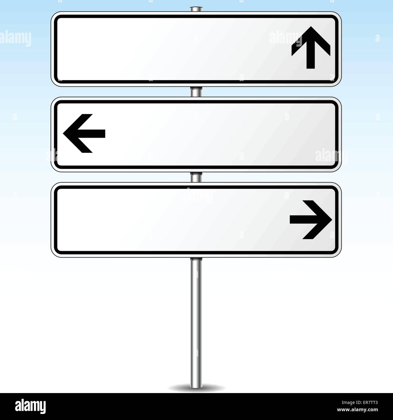 Illustrazione vettoriale delle tre direzioni cartello stradale concetto Illustrazione Vettoriale