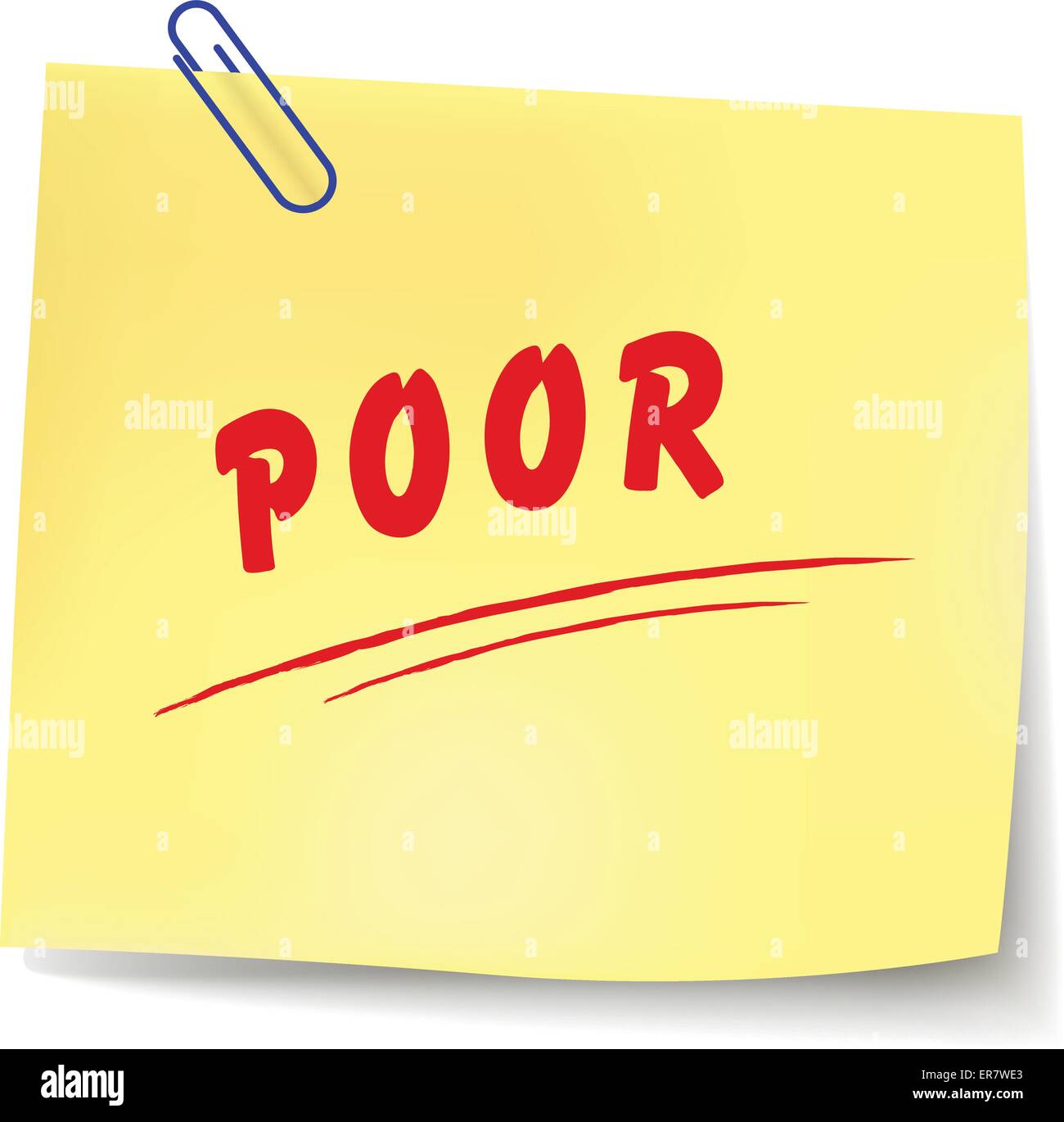 Illustrazione Vettoriale di poveri messaggio carta su sfondo bianco Illustrazione Vettoriale