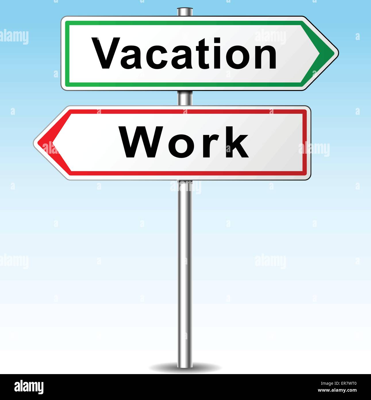 Illustrazione Vettoriale di vacanza e di lavoro segno di direzione Illustrazione Vettoriale