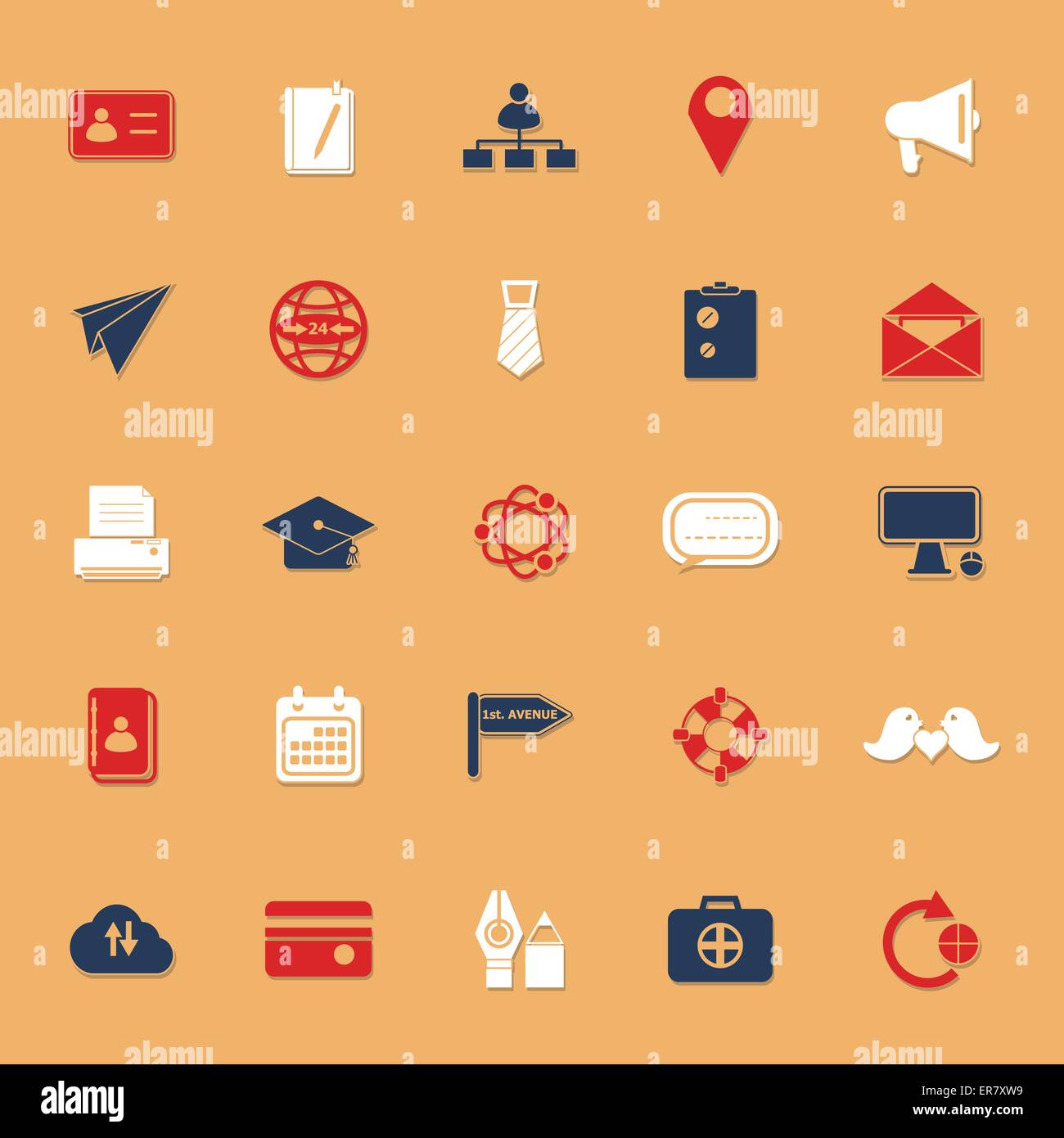 Connessione contatto classic le icone a colori con ombra, vettore di stock Illustrazione Vettoriale