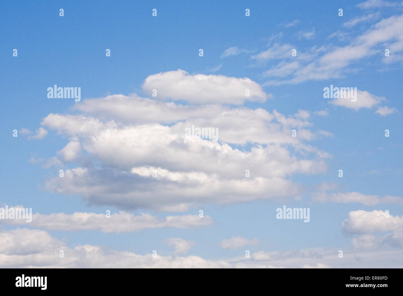 Cumulus nuvole contro un cielo blu. Foto Stock