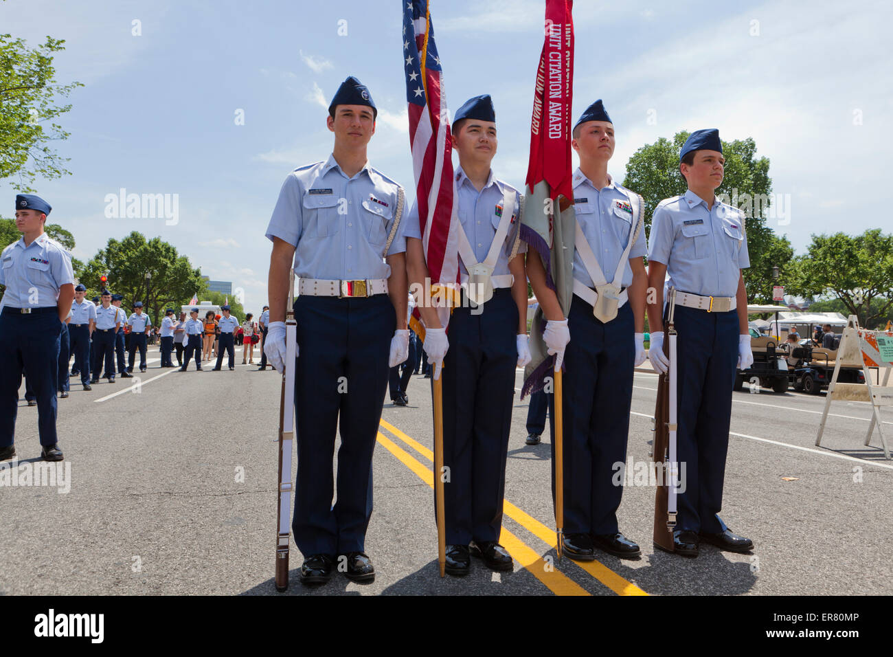 Civil Air Patrol - US Air Force ausiliario protezioni di colore a un evento all'aperto - USA Foto Stock