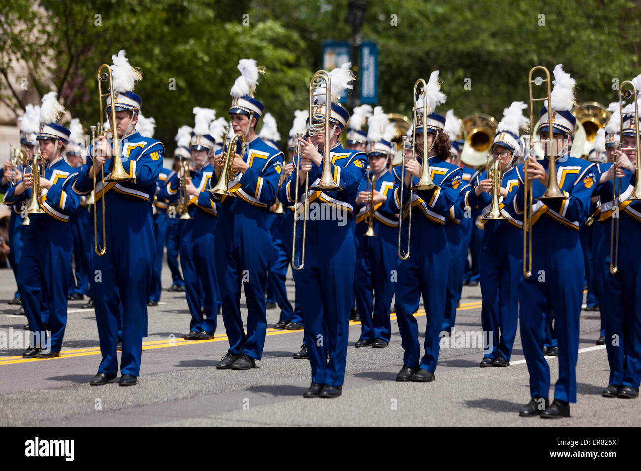 High school marching band corna sezione - USA Foto Stock