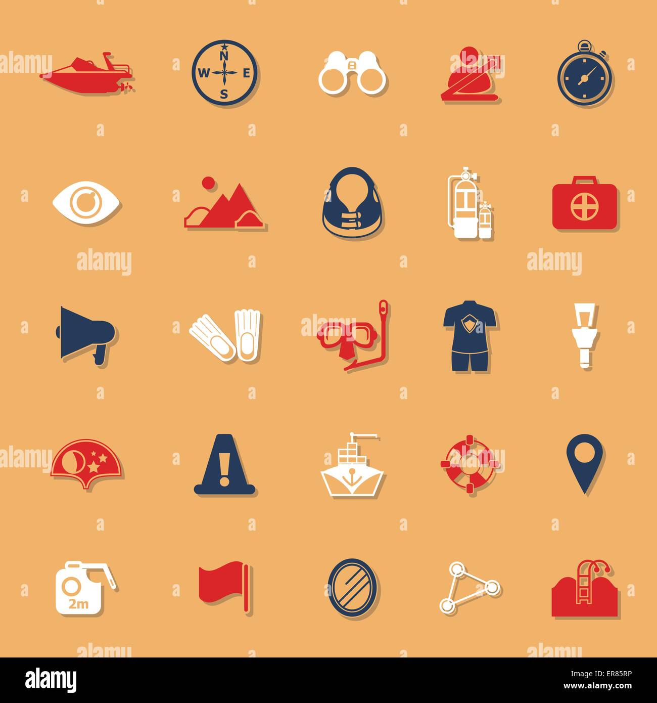 Vie navigabili classico correlati le icone a colori con ombra, vettore di stock Illustrazione Vettoriale