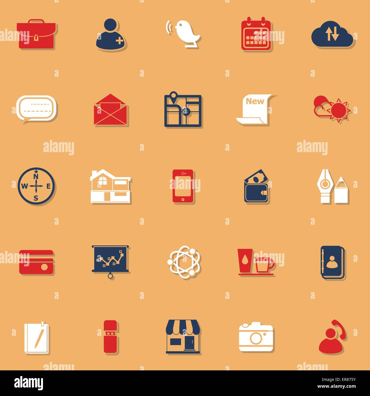 Classico mobile le icone a colori con ombra, vettore di stock Illustrazione Vettoriale