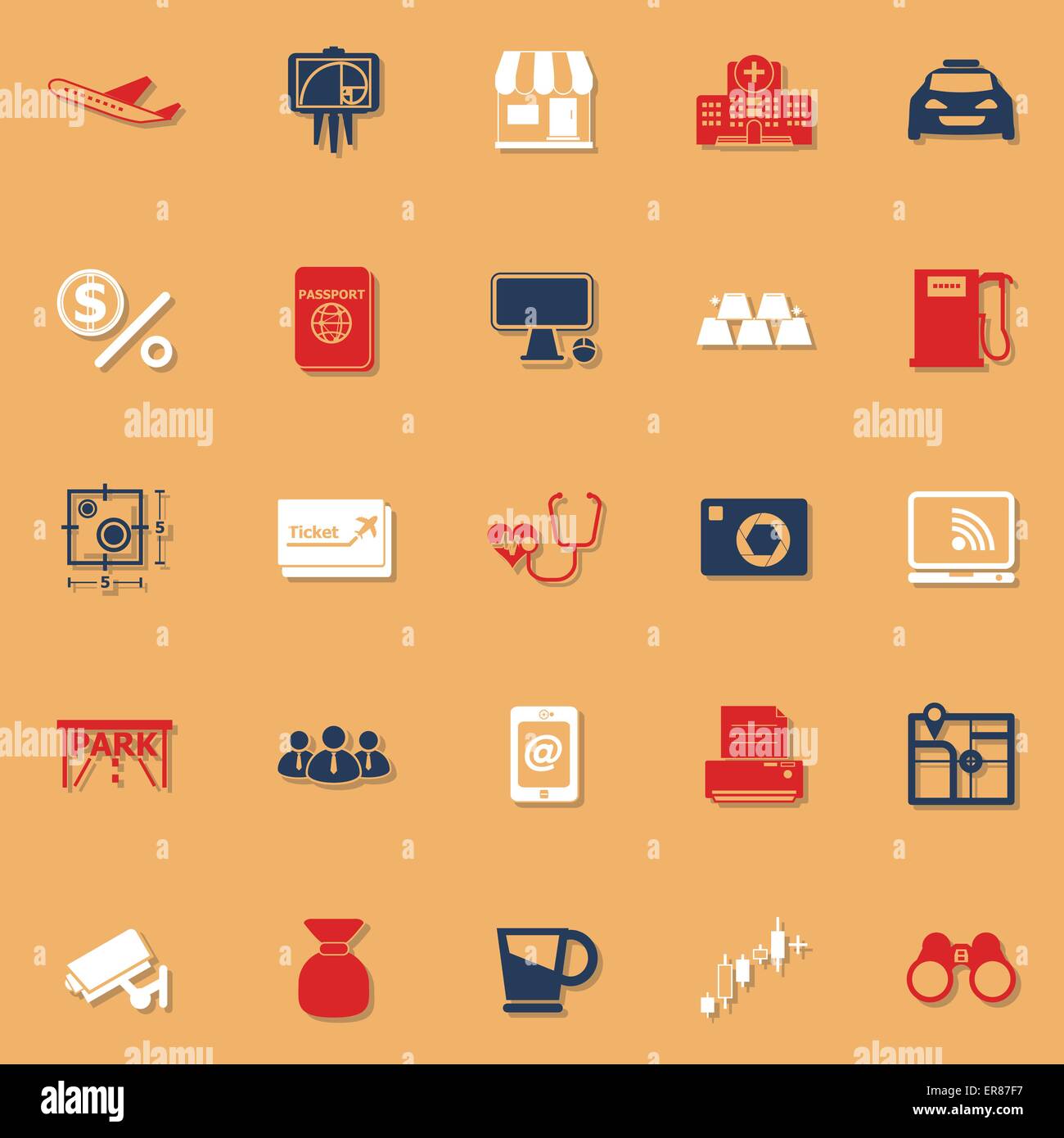 L'applicazione classic le icone a colori con ombra, vettore di stock Illustrazione Vettoriale