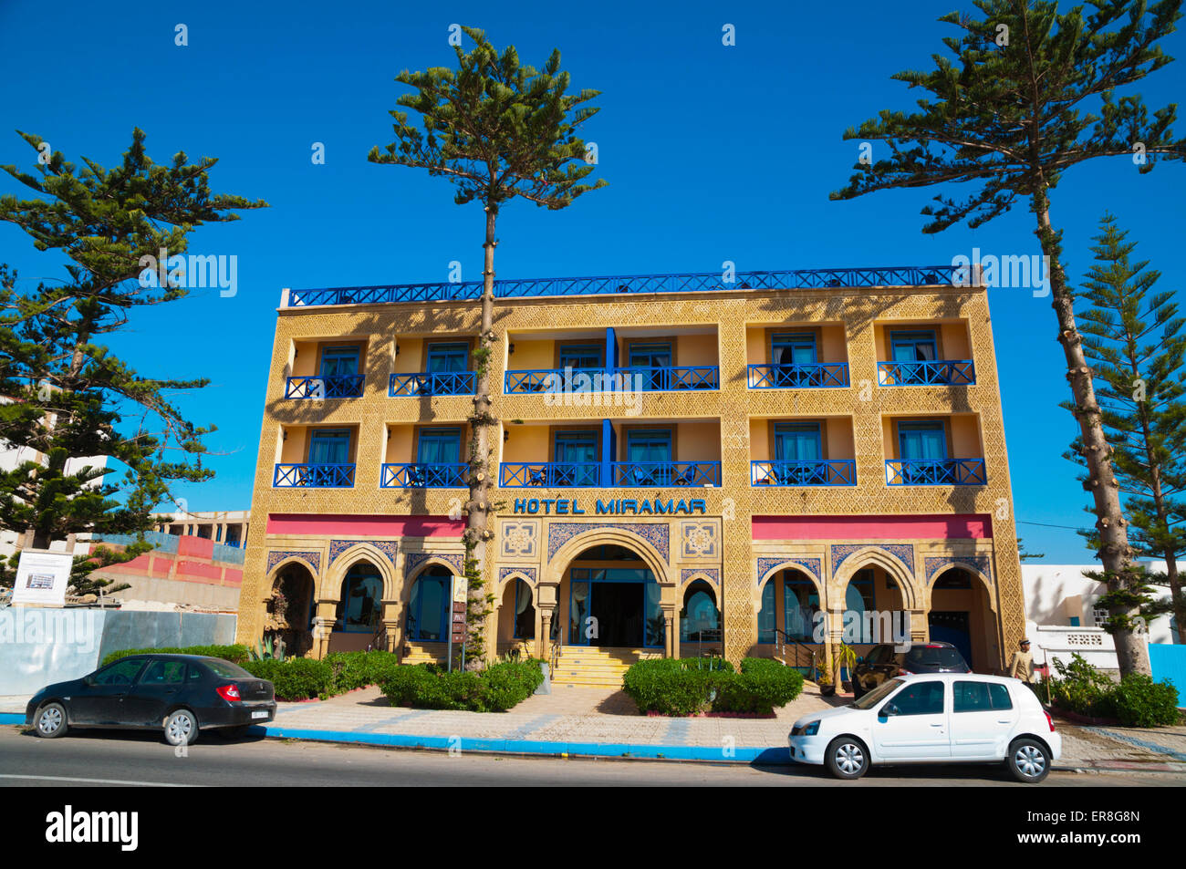 Hotel Miramar, nella parte anteriore del City Beach, Essaouira Costa Atlantica, Marocco, Africa settentrionale Foto Stock