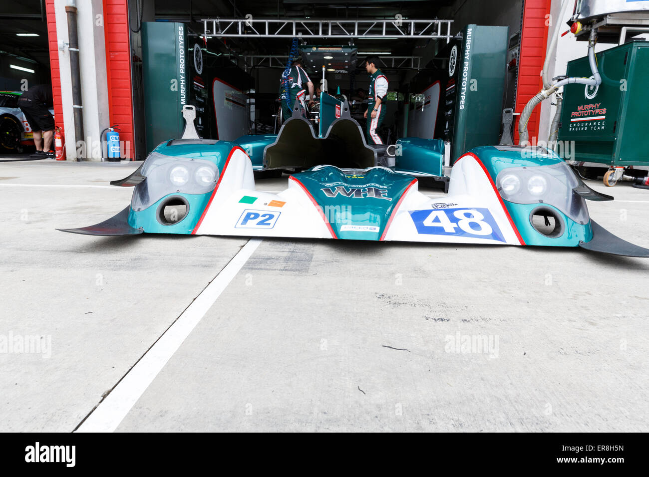 Imola, Italia - 16 Maggio 2015: Oreca 03R - Nissan di Thiriet da Murphy Prototypes Team, pilotato da Nathanael Berthon - Michael Lione - Mark Patterson in azione durante il European Le Mans Series - 4 ore di Imola in AutodromoEnzo& Dino Ferrari il Maggio 16, 2015 inImola, Italia. Foto Stock