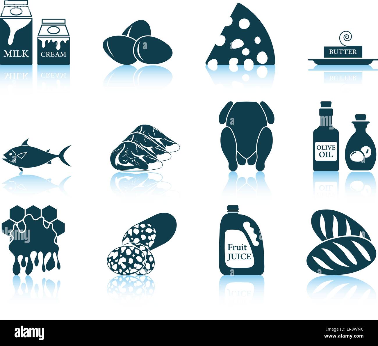 Set di icone di cibo. EPS 10 illustrazione vettoriale senza la trasparenza. Illustrazione Vettoriale