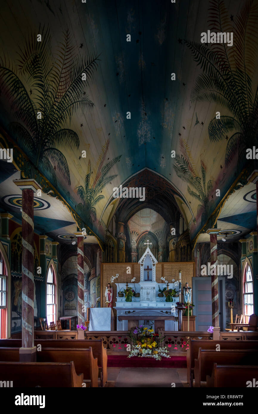 San Benedetto dipinto di Chiesa, Kealakekua Bay, Hawaii, STATI UNITI D'AMERICA Foto Stock