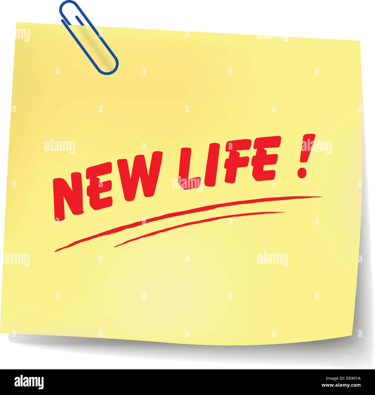 Illustrazione Vettoriale di nuova vita messaggio di carta su sfondo bianco Illustrazione Vettoriale