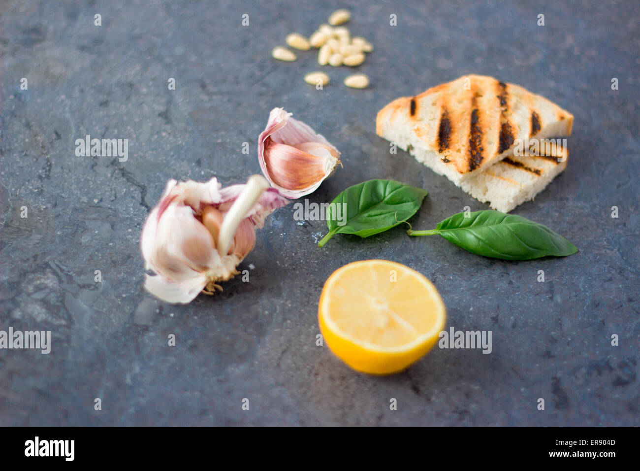 La bruschetta ingredienti Foto Stock