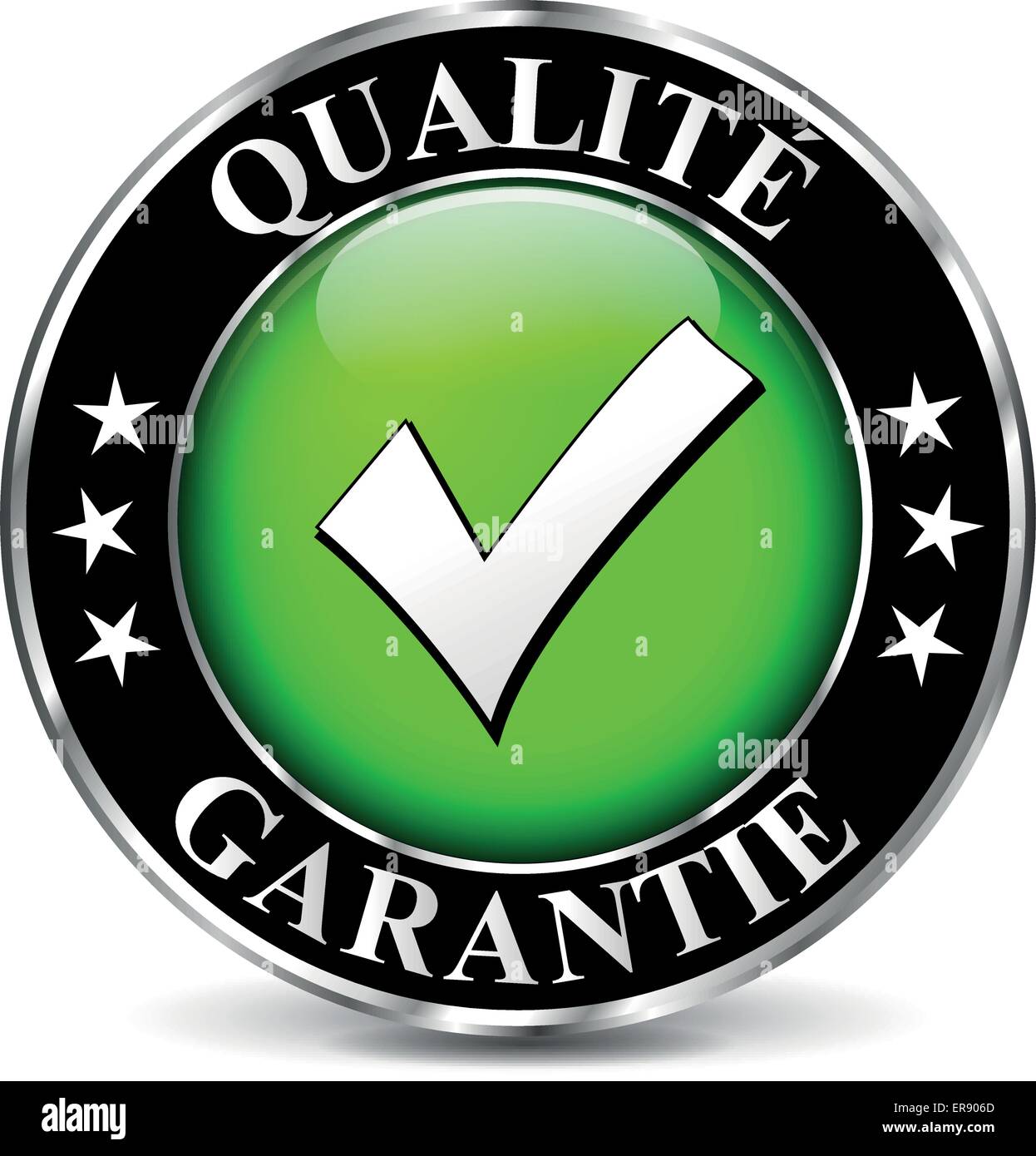 Traduzione in francese per la garanzia di qualità icona vettore Illustrazione Vettoriale