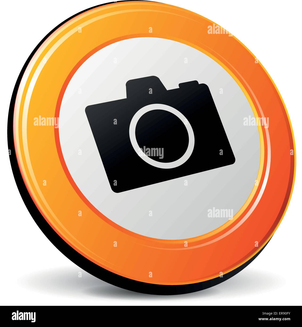 Illustrazione Vettoriale di Orange 3d'icona della fotocamera Illustrazione Vettoriale