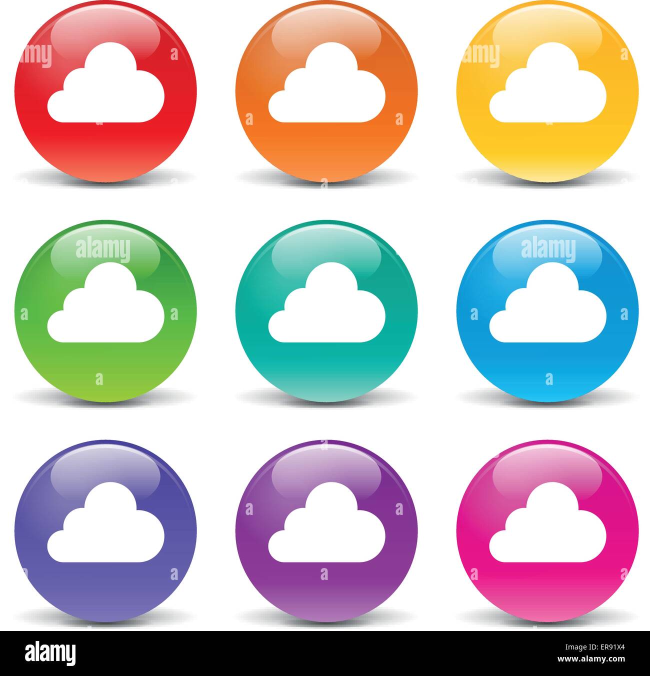 Illustrazione Vettoriale di cloud di impostare le icone su sfondo bianco Illustrazione Vettoriale