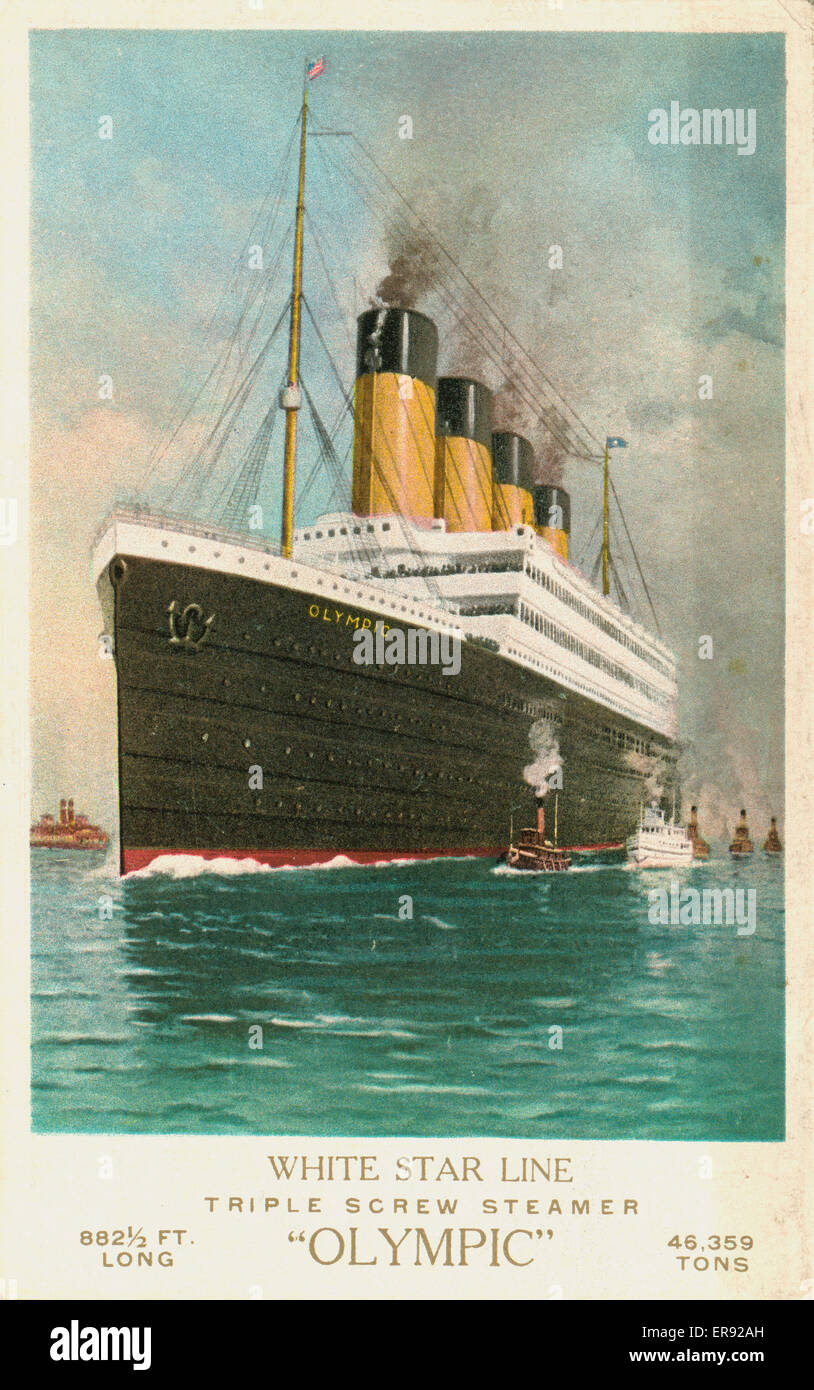 White Star Line, vaporiera a tripla vite Olympic, 882 1/2 piedi l Foto Stock