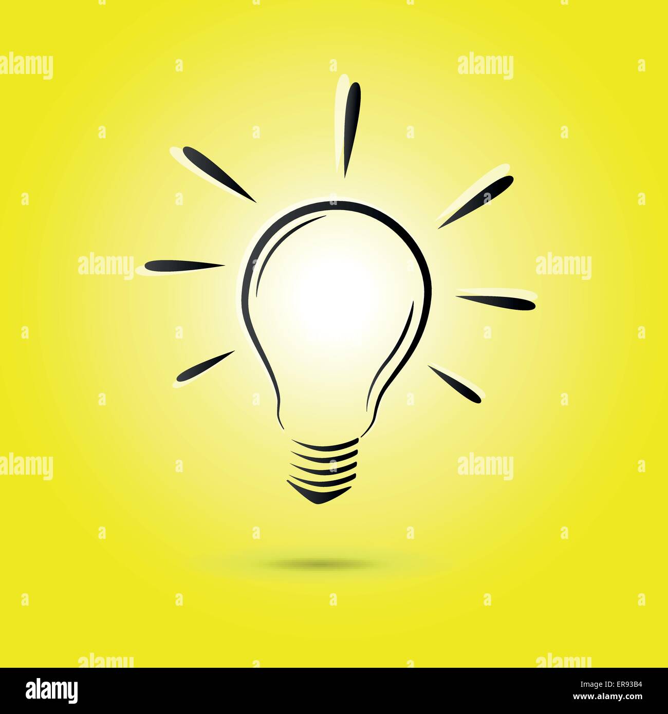 Illustrazione Vettoriale di sfondo giallo con disegno di lampadine Illustrazione Vettoriale