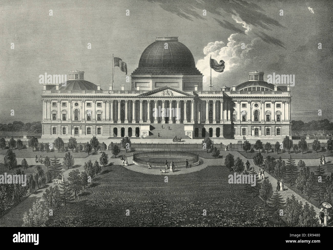 Elevazione del fronte orientale del Campidoglio degli Uniti Foto Stock