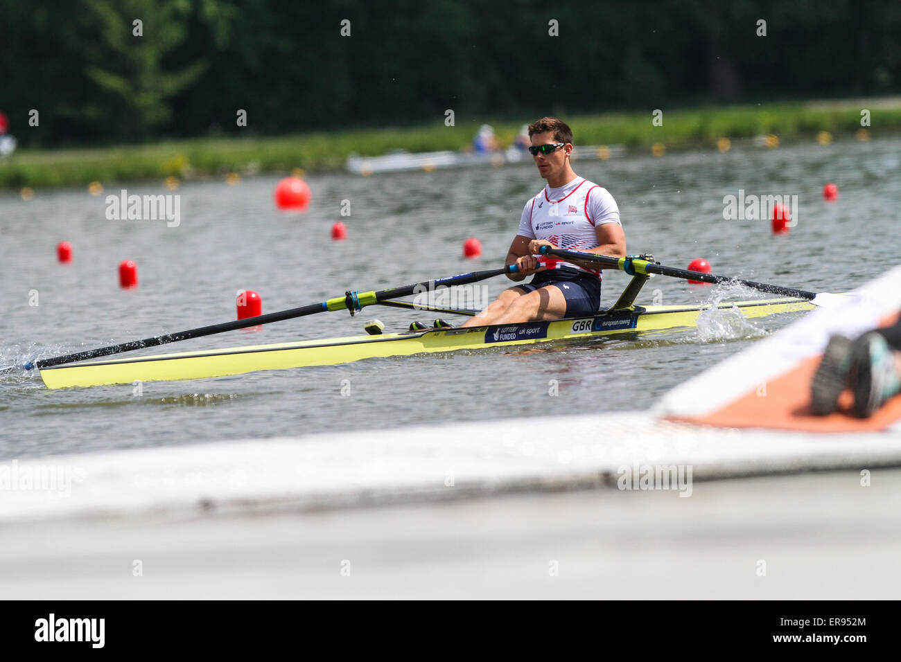 Poznan, Polonia. 29 Maggio, 2015. Malta corso regata, Europeo campionati di canottaggio Poznan 2015 Angus sposo (GBR) Credito: Azione Sport Plus/Alamy Live News Foto Stock