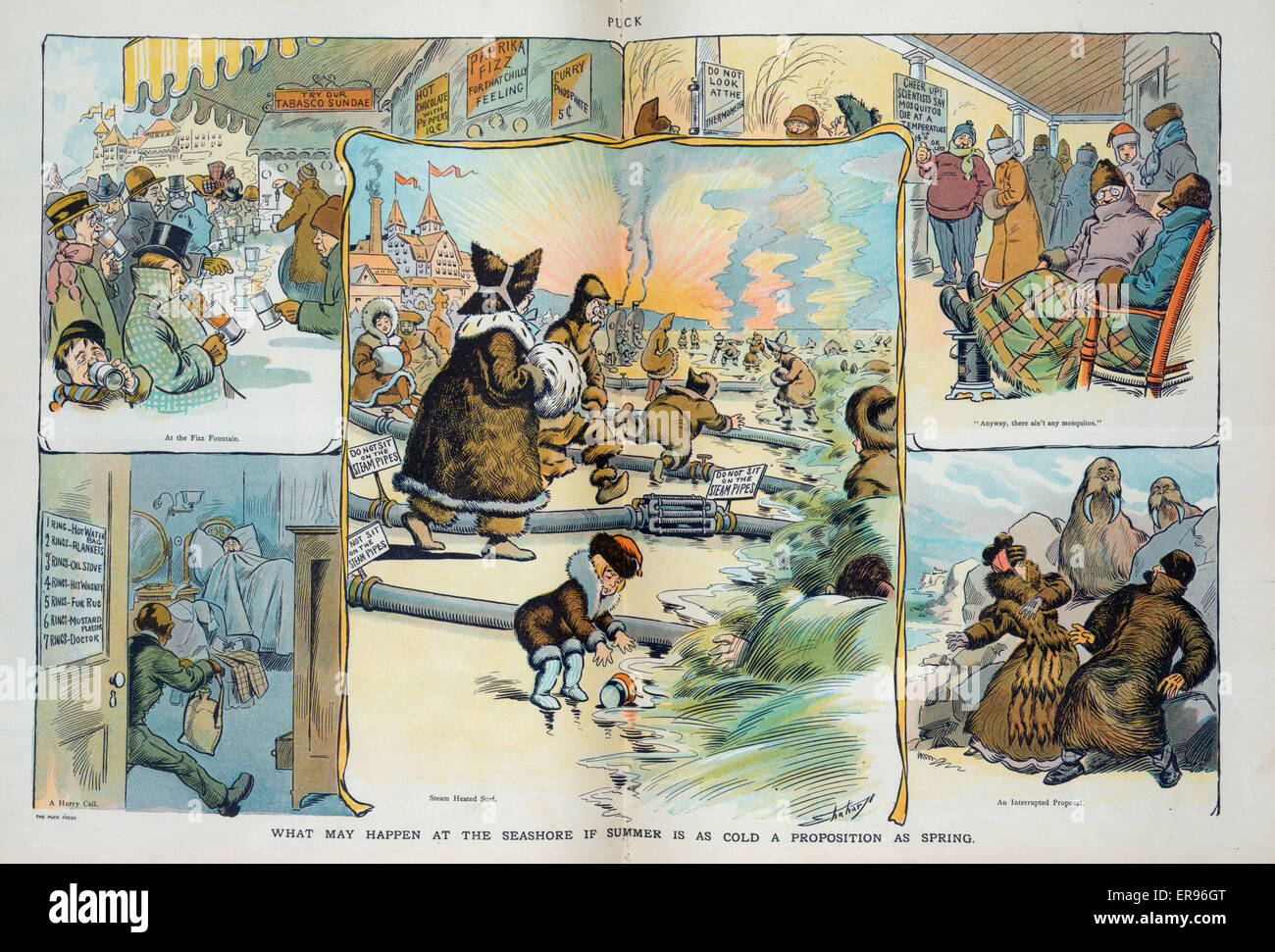 Che cosa può accadere alla spiaggia se l'estate è come freddo un propo Foto Stock