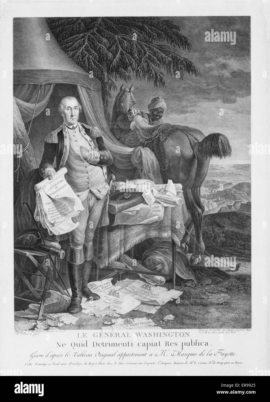 Le General Washington ne quid danni capiat res publica Foto Stock