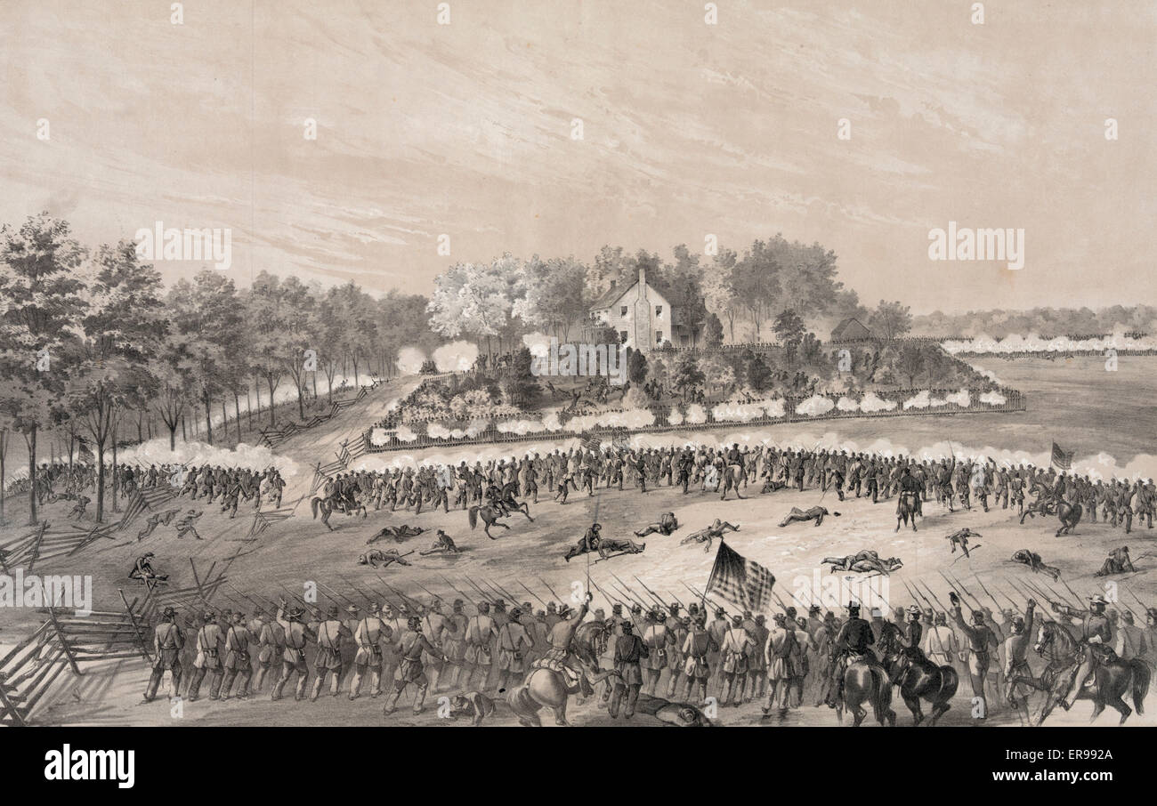 Battaglia di Jackson, in Mississippi, Guerra civile americana. Carica galante del XVII Iowa, 80th Ohio e decimo del Missouri, supportato dal primo e dal terzo brigate della settima divisione. Foto Stock