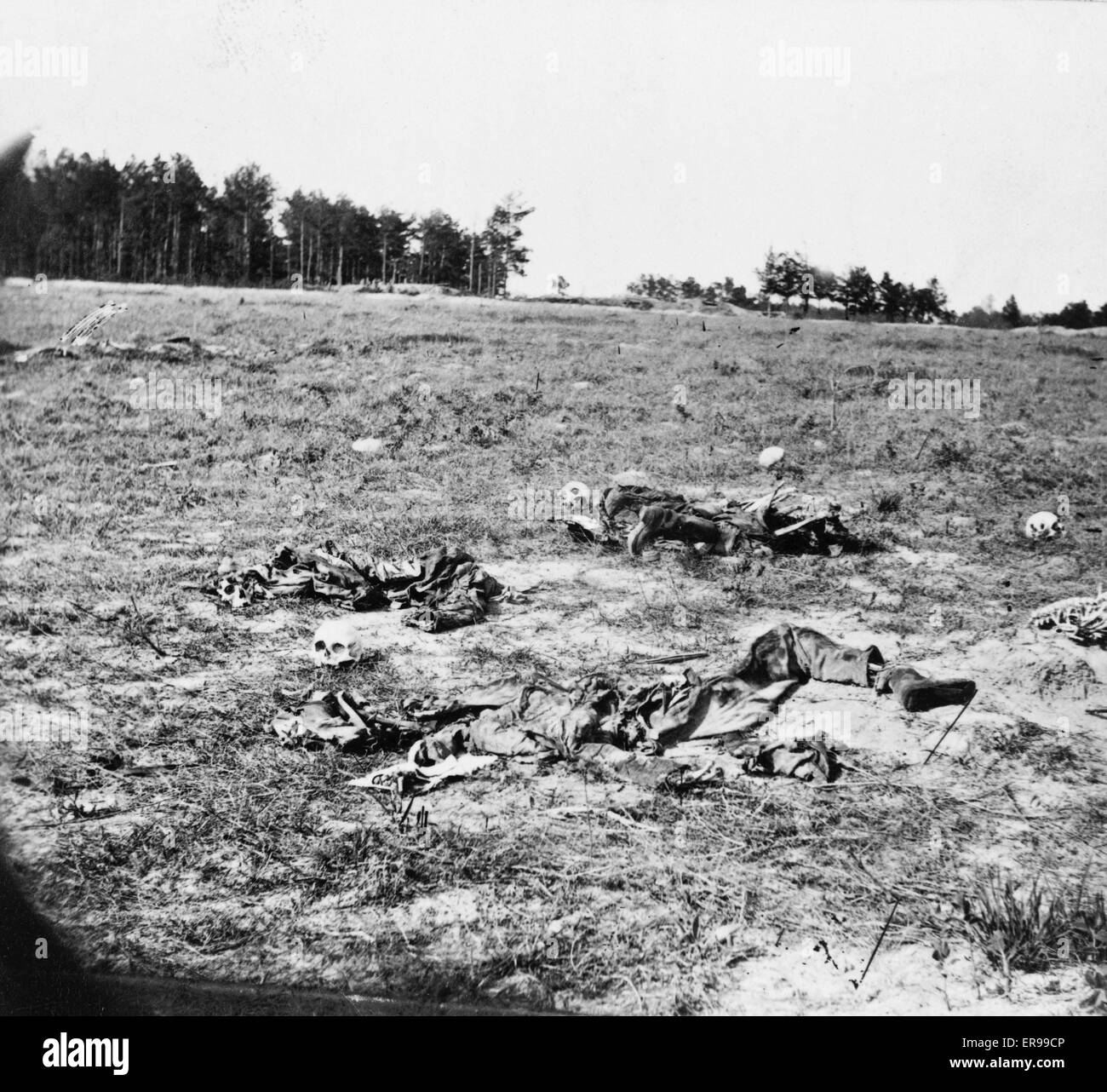 Battaglia-campo di Gaines Mill, Va. scheletri di soldati sul campo di battaglia. Data tra il 1862 e il 1863, stampato in seguito. Foto Stock