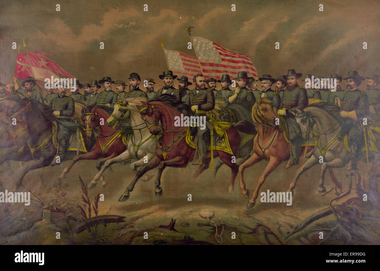 Ulisse S. Grant e suoi generali a cavallo Foto Stock