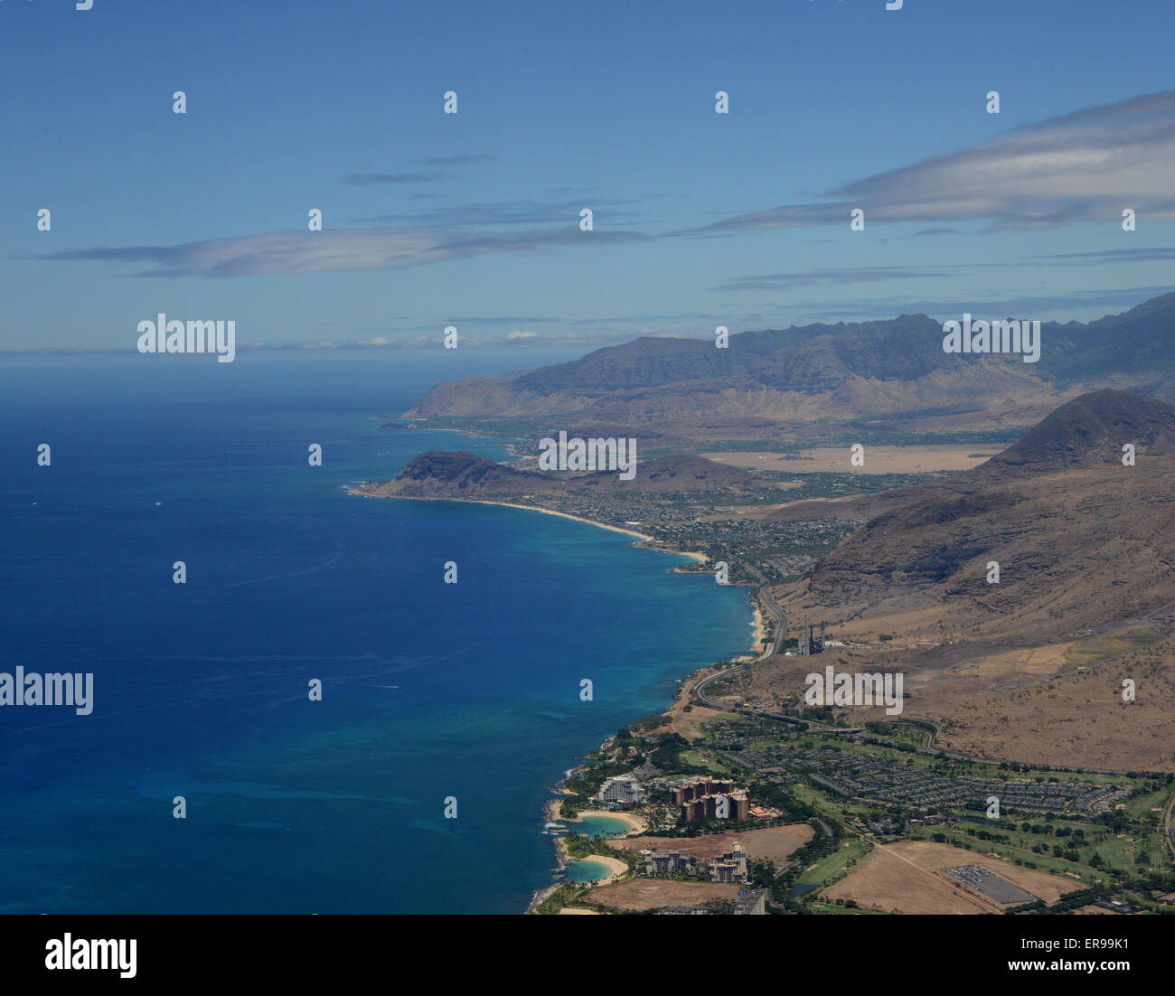 Volate a Honolulu, Hawaii - Veduta aerea Foto Stock