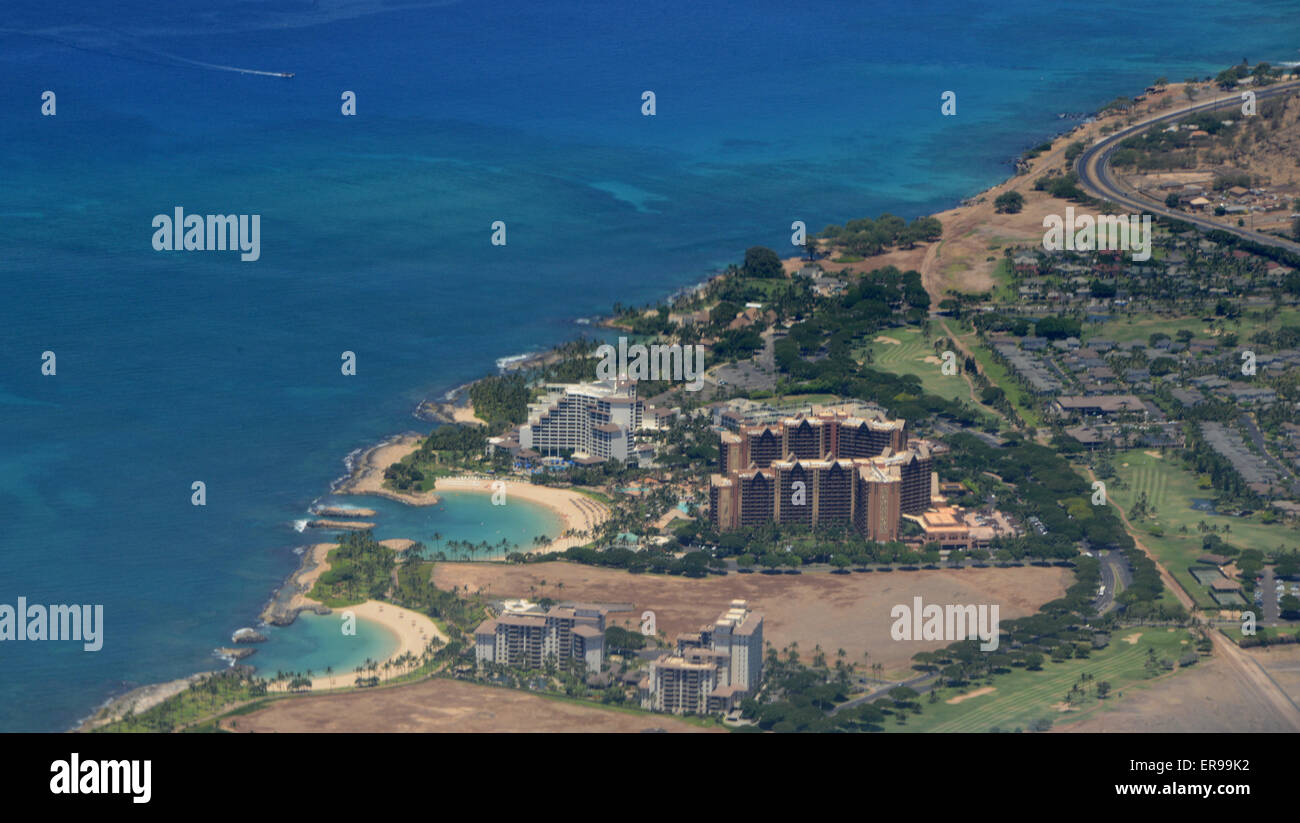 Volate a Honolulu, Hawaii - Veduta aerea Foto Stock