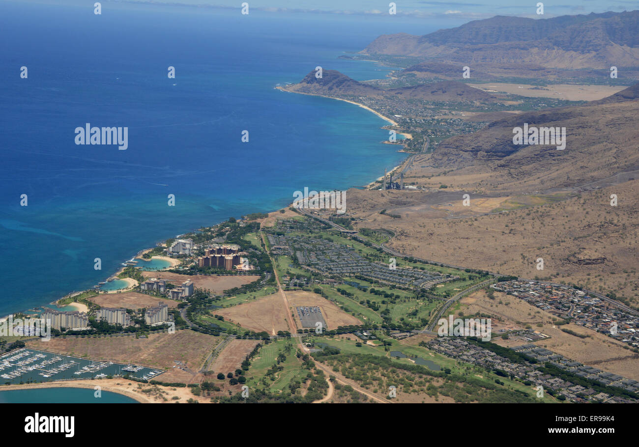 Volate a Honolulu, Hawaii - Veduta aerea Foto Stock