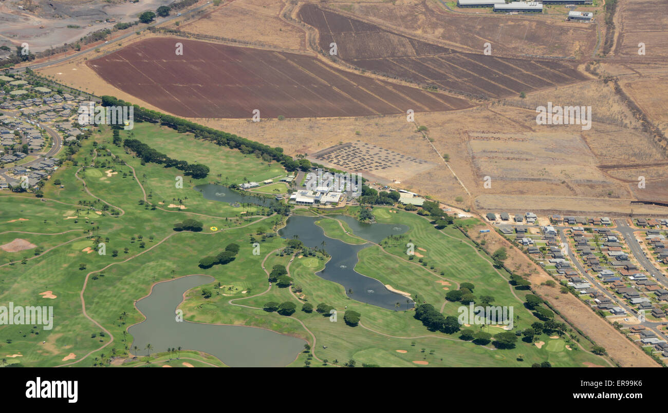 Volate a Honolulu, Hawaii - Veduta aerea Foto Stock