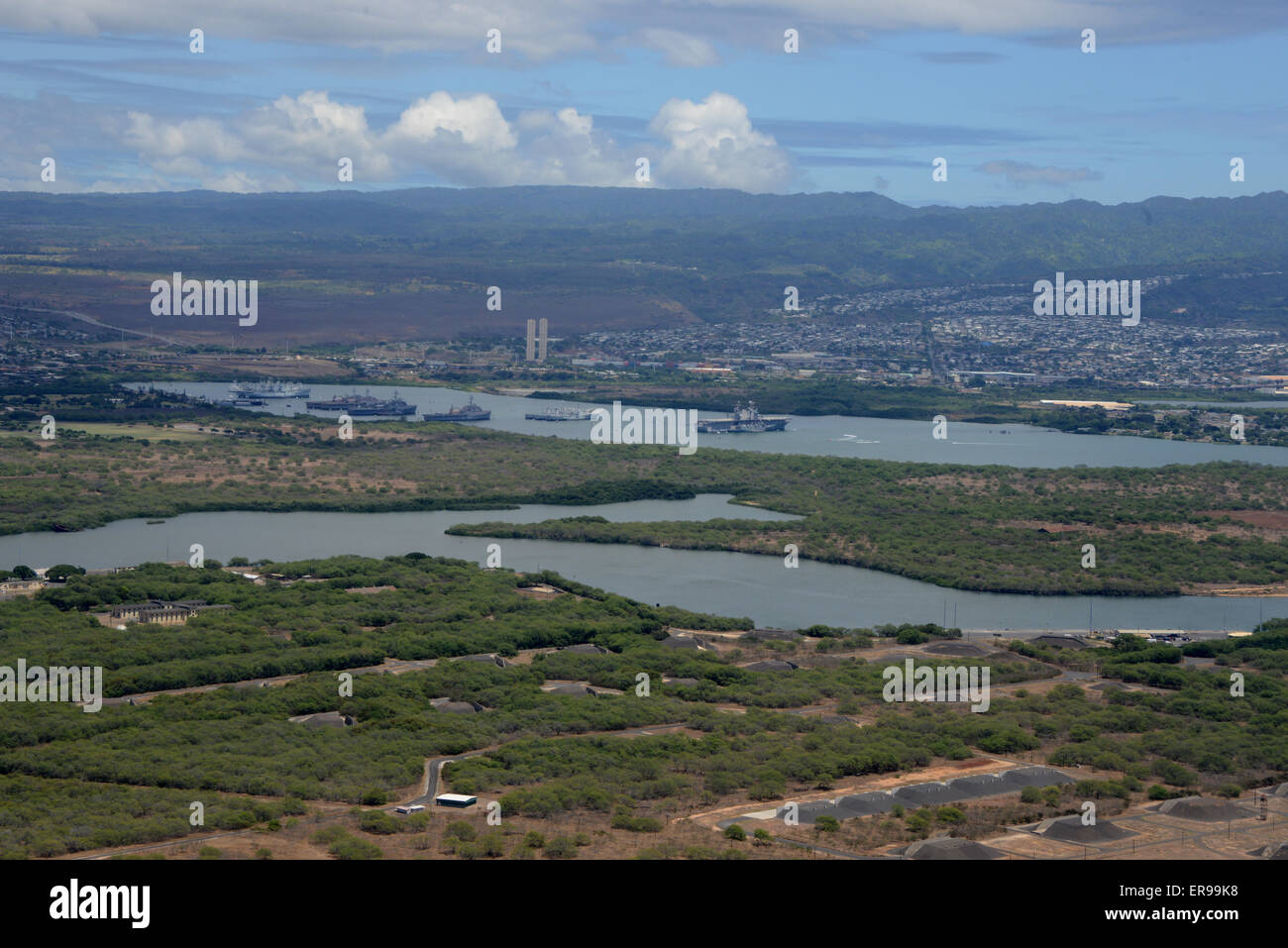 Volate a Honolulu, Hawaii - Veduta aerea Foto Stock