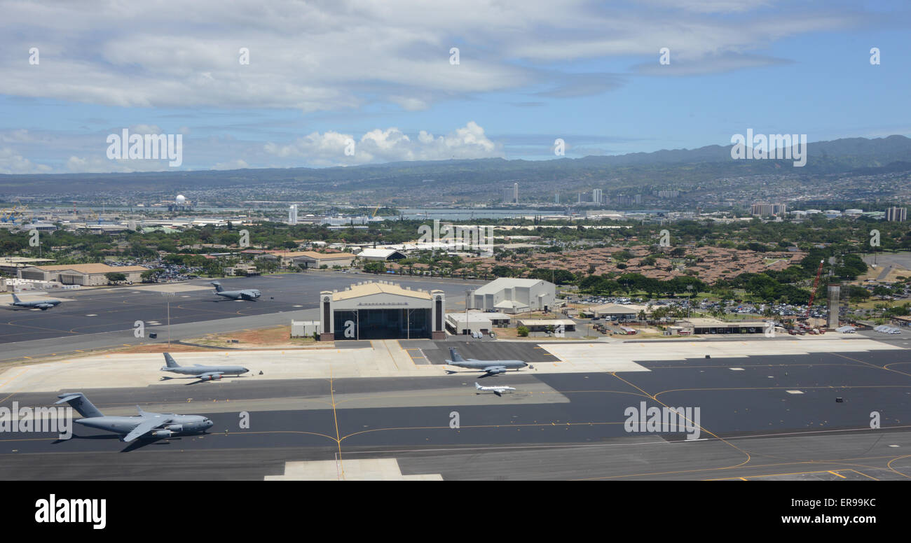 Volate a Honolulu, Hawaii - Veduta aerea Foto Stock