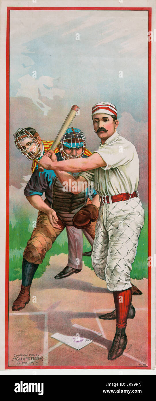 Giocatore di baseball a bat, nella parte anteriore del contenitore e di arbitro Foto Stock