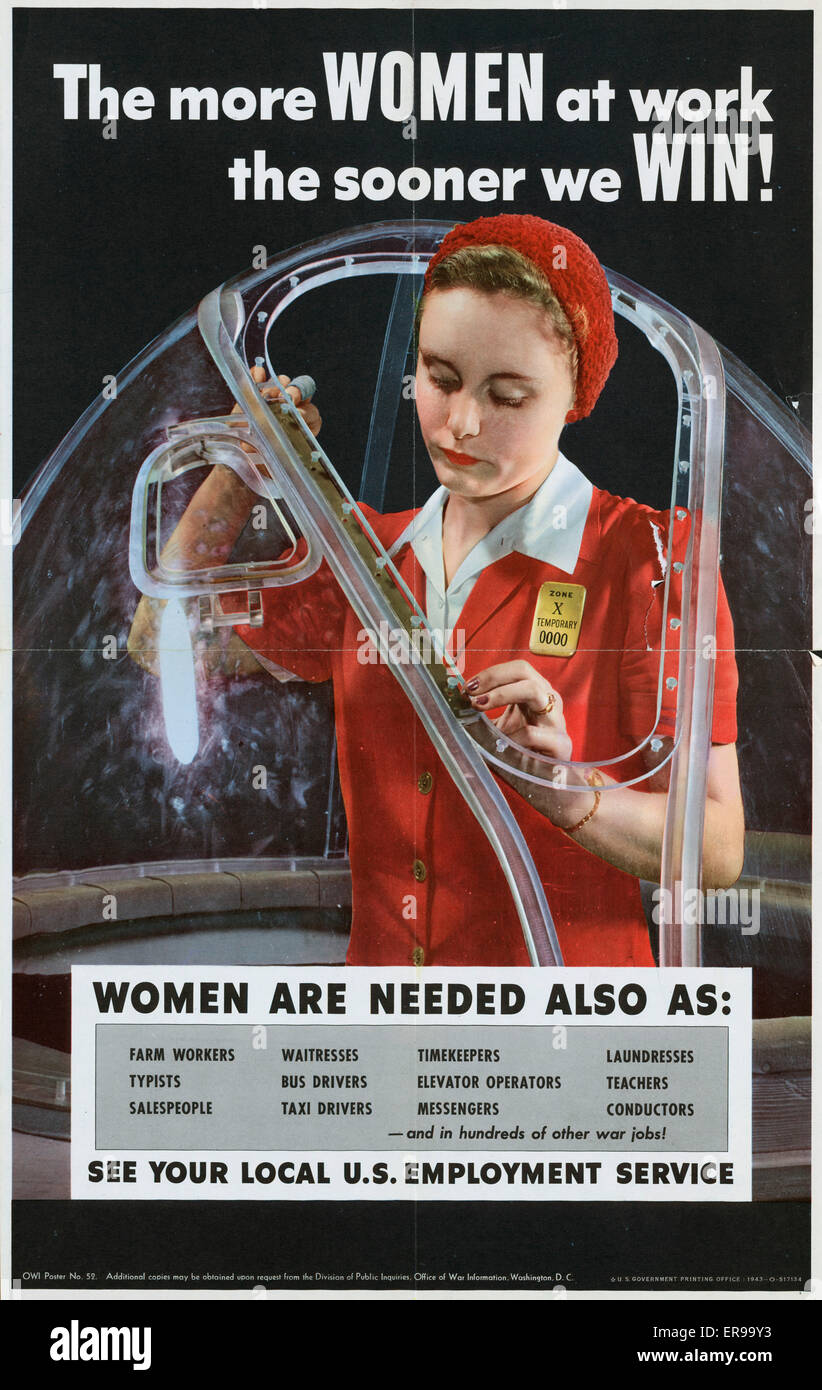 Più donne al lavoro prima vinceremo! Le donne sono necessarie a. Foto Stock